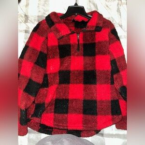 Plaid half-zip sweater